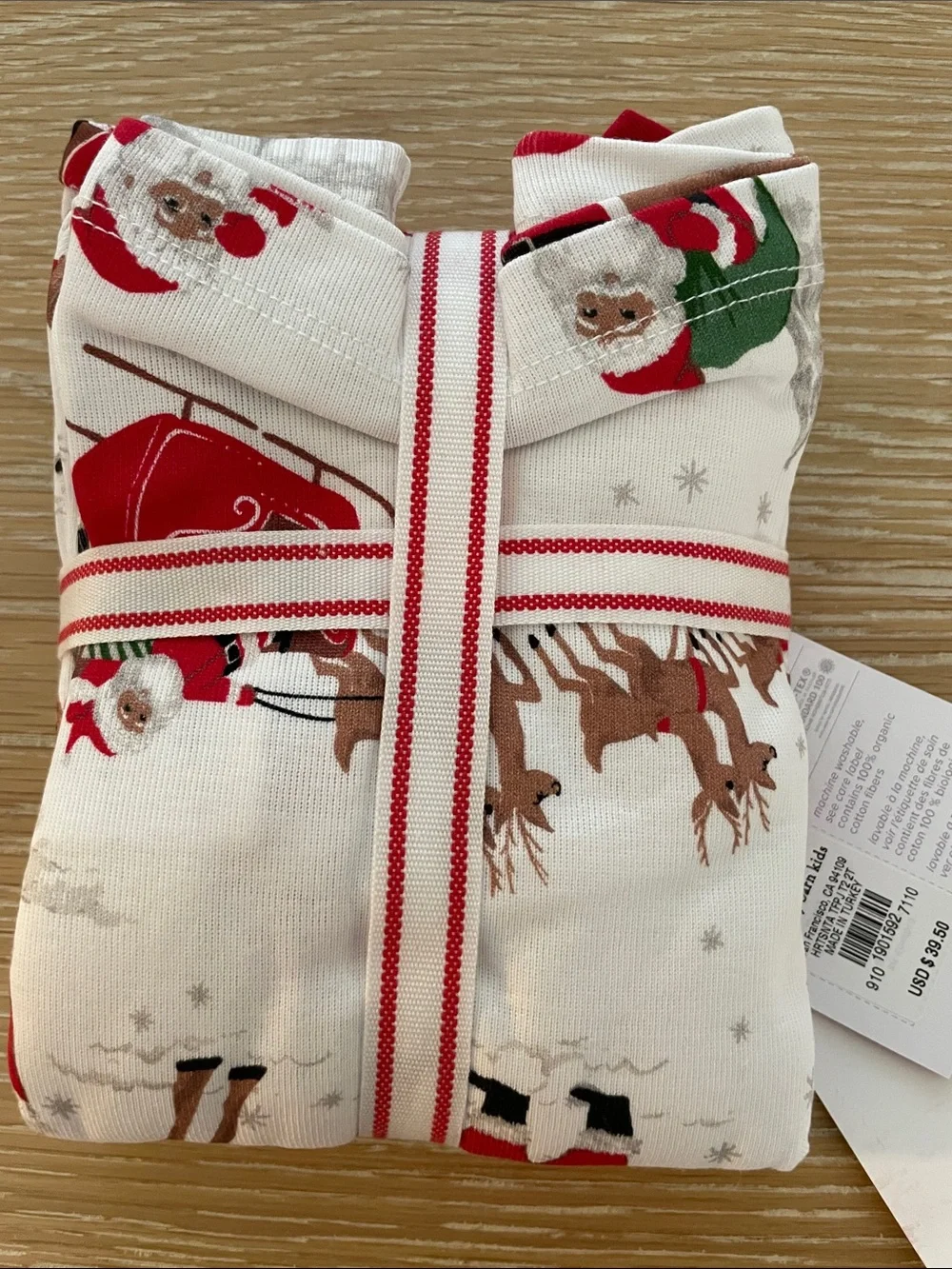 Pottery Barn Kids Heritage Santa Organic Pajama set Size 2T, NWT